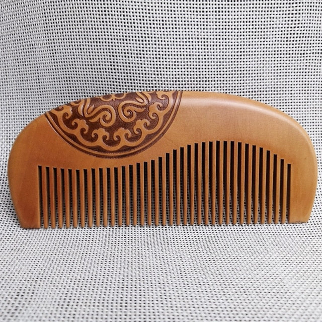 Handcrafted Peach Wood Comb Wooden hair comb 100% Natural Bamboo Comb-Anti Static Flower-Fine Tooth for Hair,Beard, Mustache