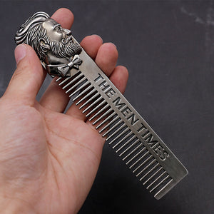 1pc Silver Beard Shaping Template Stainless Steel Carved Men Beard Oil Head Comb Men Hair Beard Trim Tool