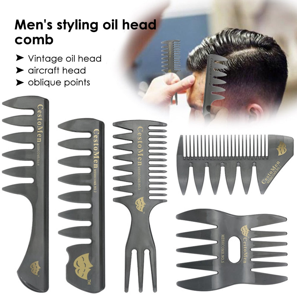 1Pcs  Handle Grip Large Tooth Detangling Curly Hair Comb Back Head Styling Beard Oil Comb Men Hairdressing Wide Teeth Comb